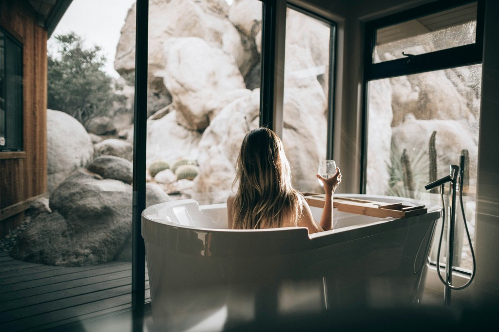 Spa-Style Master Bathtub with Scenic View
