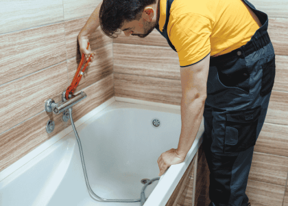 One day vs full bathroom remodel comparison showing a new shower and a fully renovated bathroom