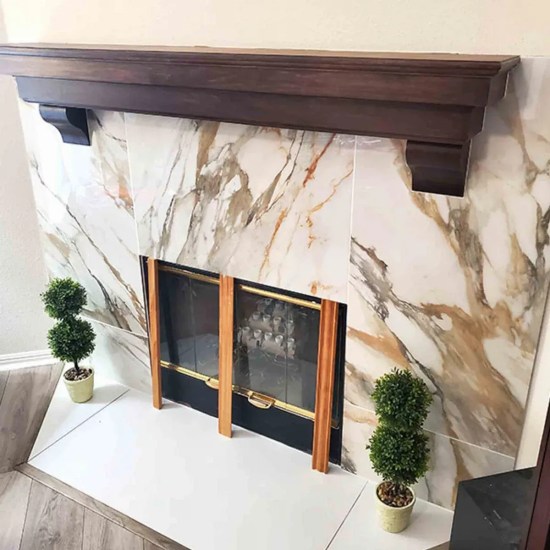 Marble tile fireplace surround installation, Orlando FL