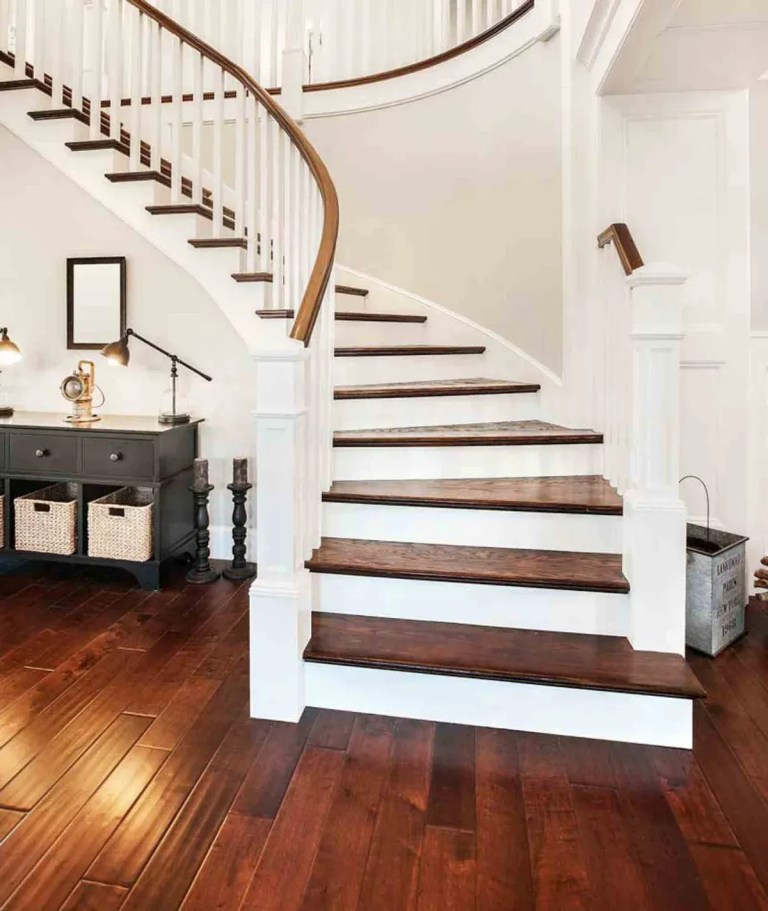 White staircase with marble tile foyer flooring, Orlando FL