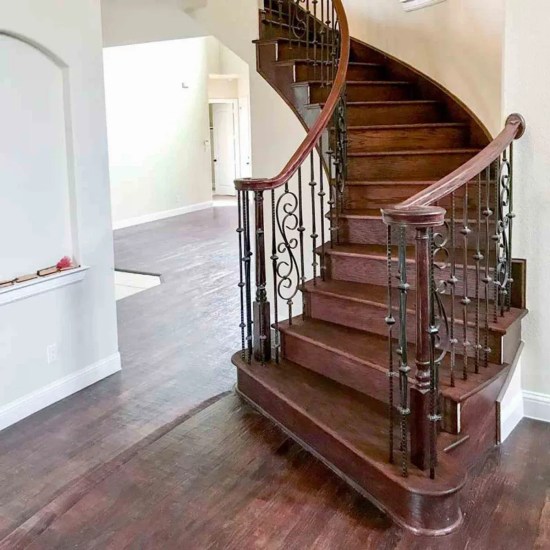 Staircase with dark wood railing installation, Orlando FL