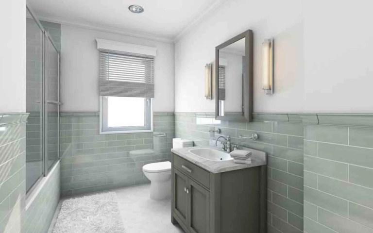 Bathroom vanity and gray tile flooring remodel, Orlando FL