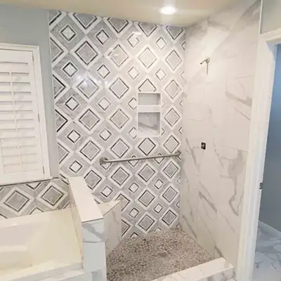 Mosaic tile pattern bathroom installation in Orlando, FL